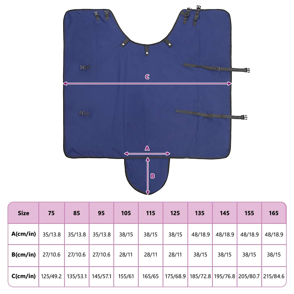 Hestetæppe Fuldt Marineblå 165 cm Polyester
