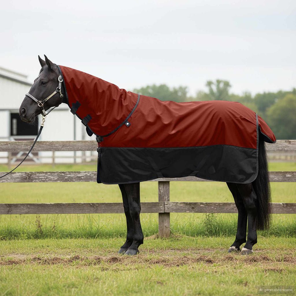 Hestetæppe Bordeaux og Sort 95 cm Polyester