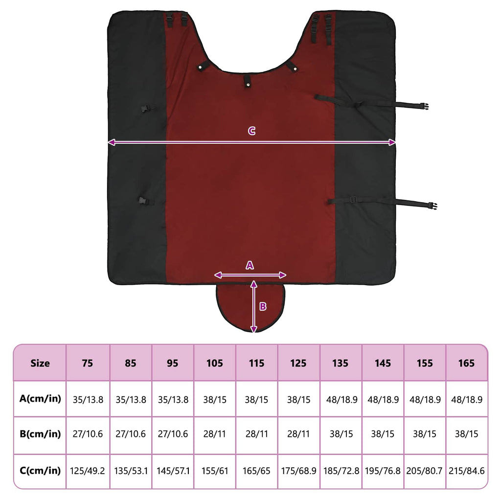 Hestetæppe Bordeaux og Sort 135 cm Polyester