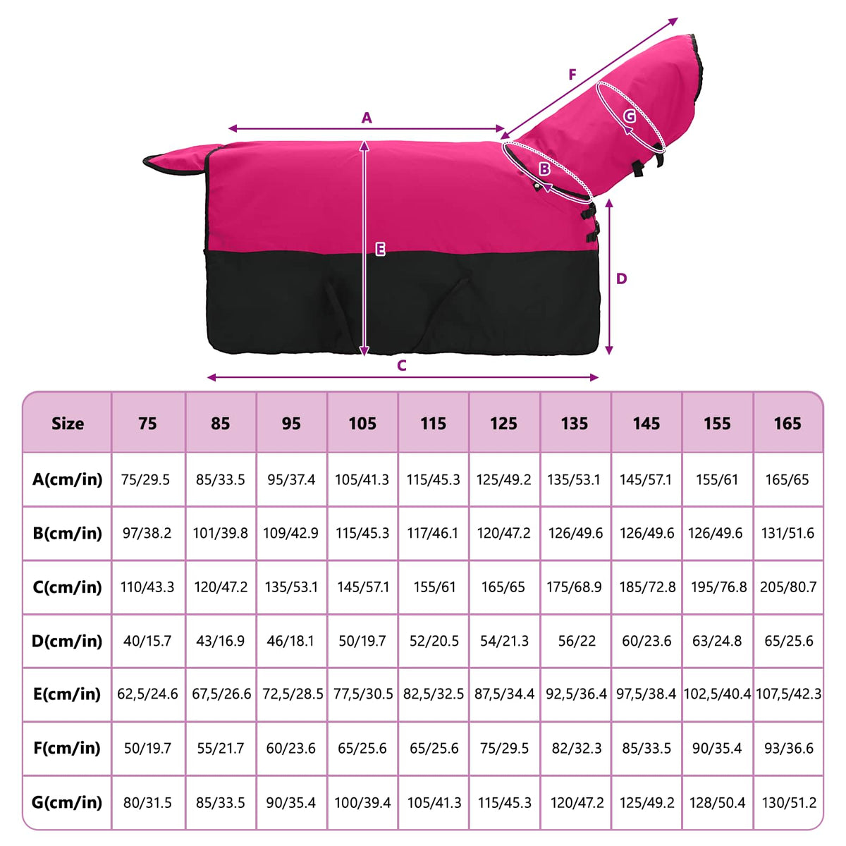 Hestetæppe Pink og Sort 115 cm Polyester