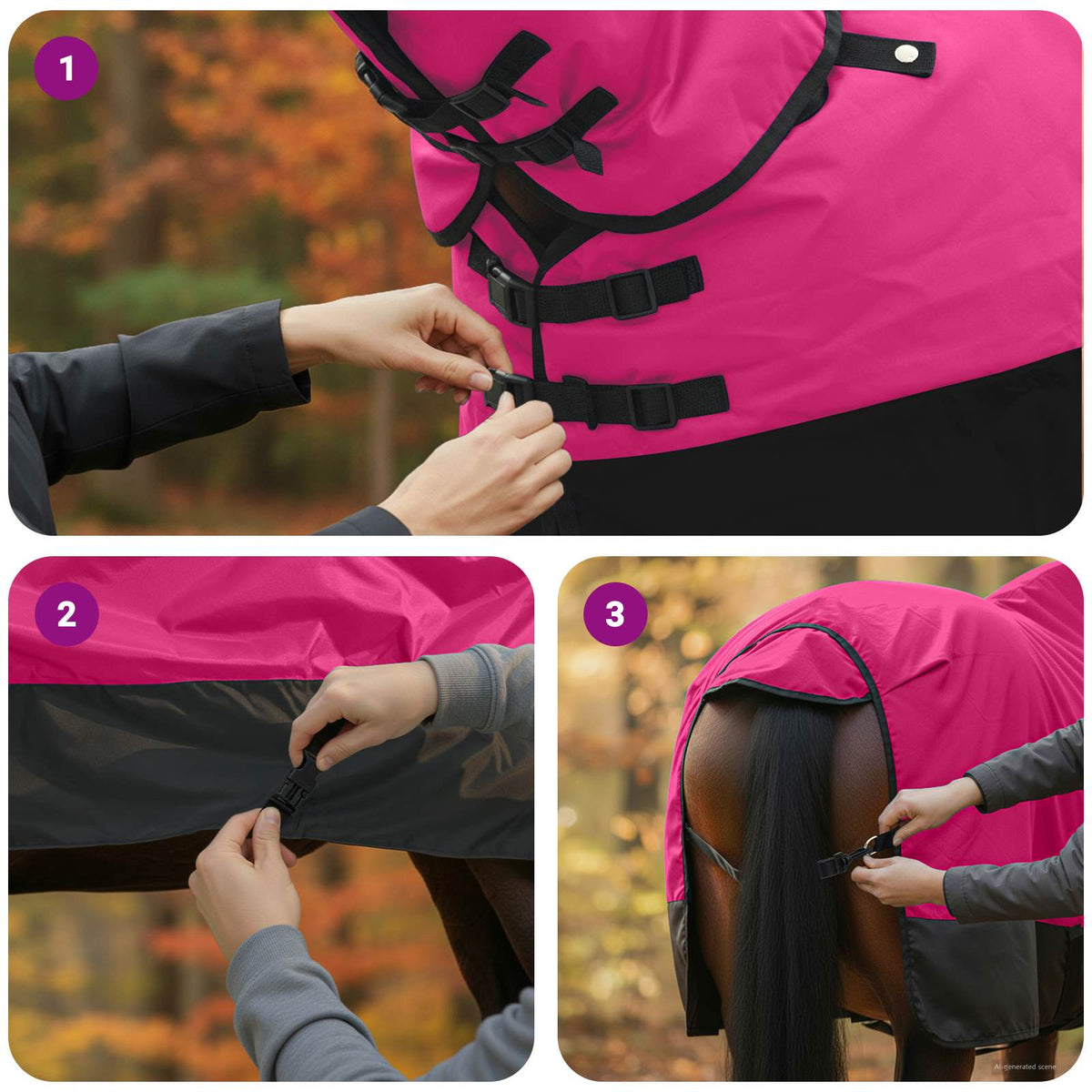 Hestetæppe Pink og Sort 145 cm Polyester