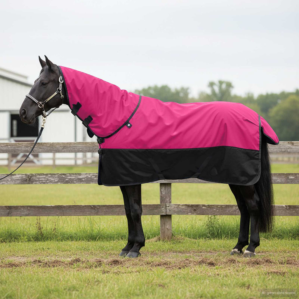 Hestetæppe Pink og Sort 155 cm Polyester