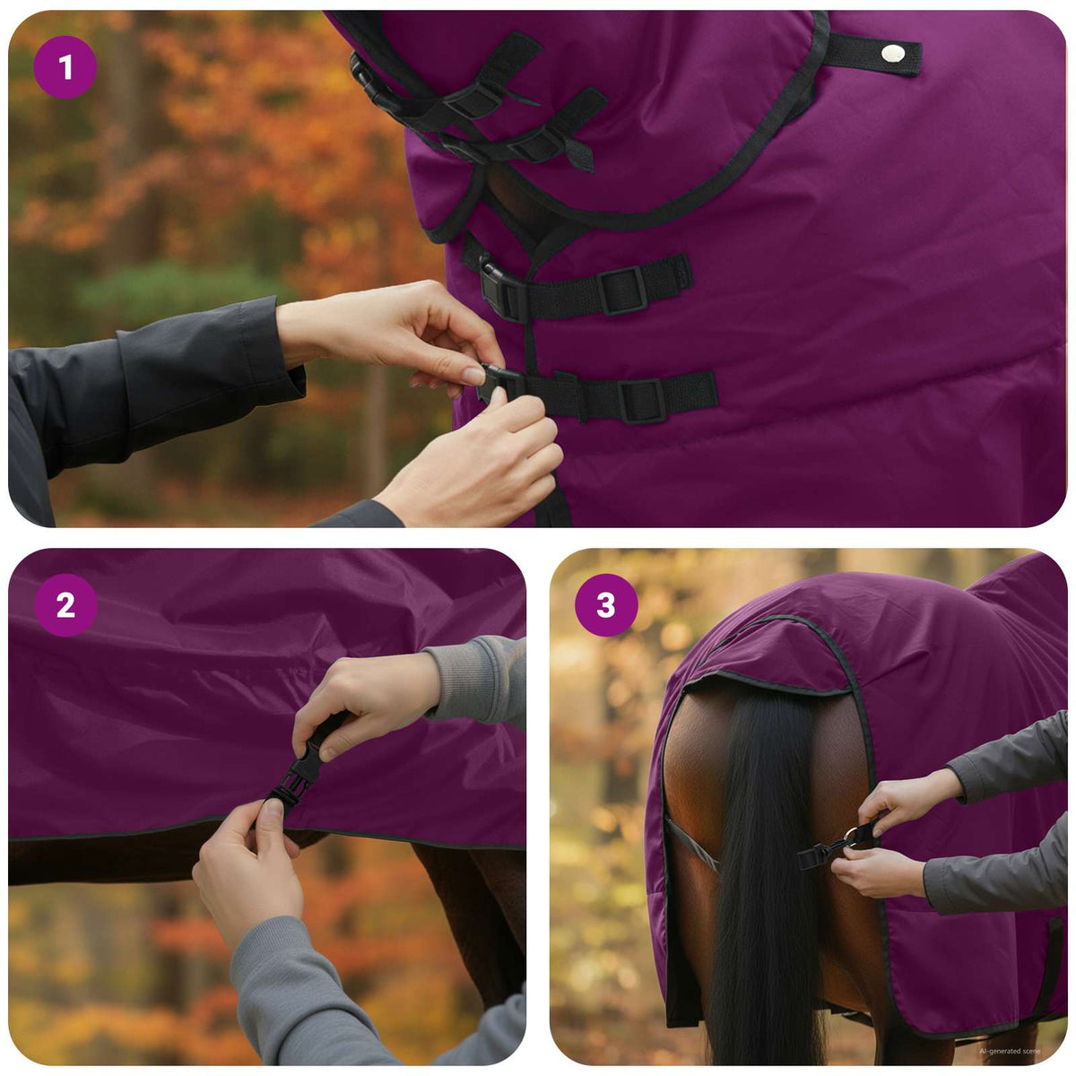 Hestetæppe Fuldt Lilla 135 cm Polyester