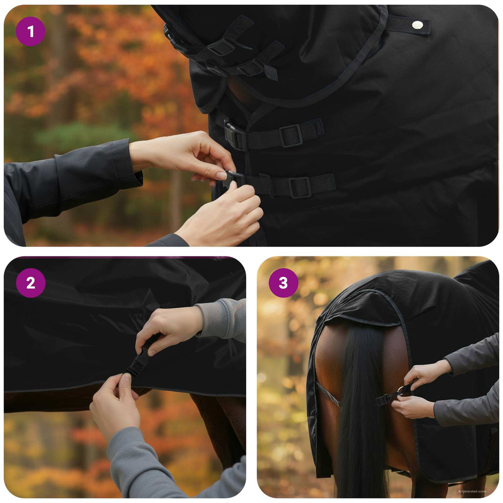 Hestetæppe Fuldt Sort 105 cm Polyester