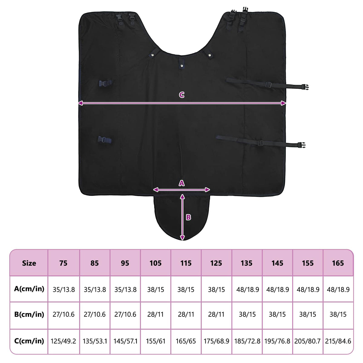 Hestetæppe Fuldt Sort 105 cm Polyester