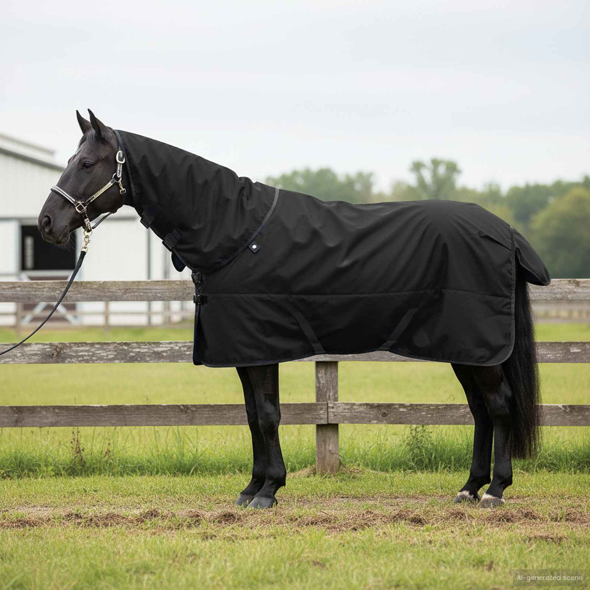 Hestetæppe Fuldt Sort 155 cm Polyester