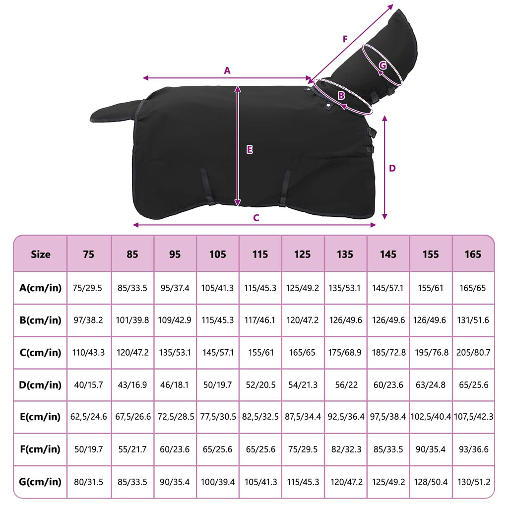 Hestetæppe Fuldt Sort 155 cm Polyester
