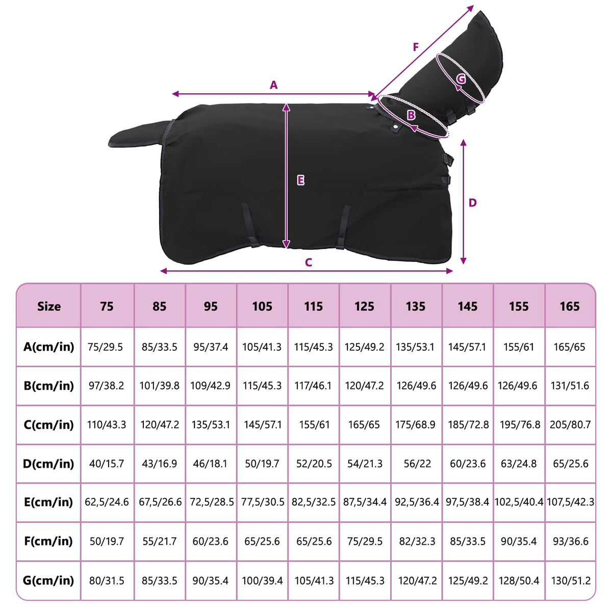 Hestetæppe Fuldt Sort 155 cm Polyester