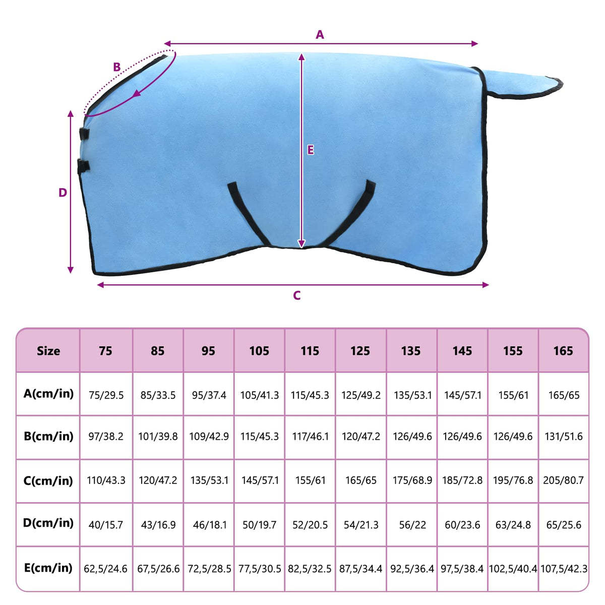 Hestetæppe Fuldt aqua 75 cm Polyester Fleece