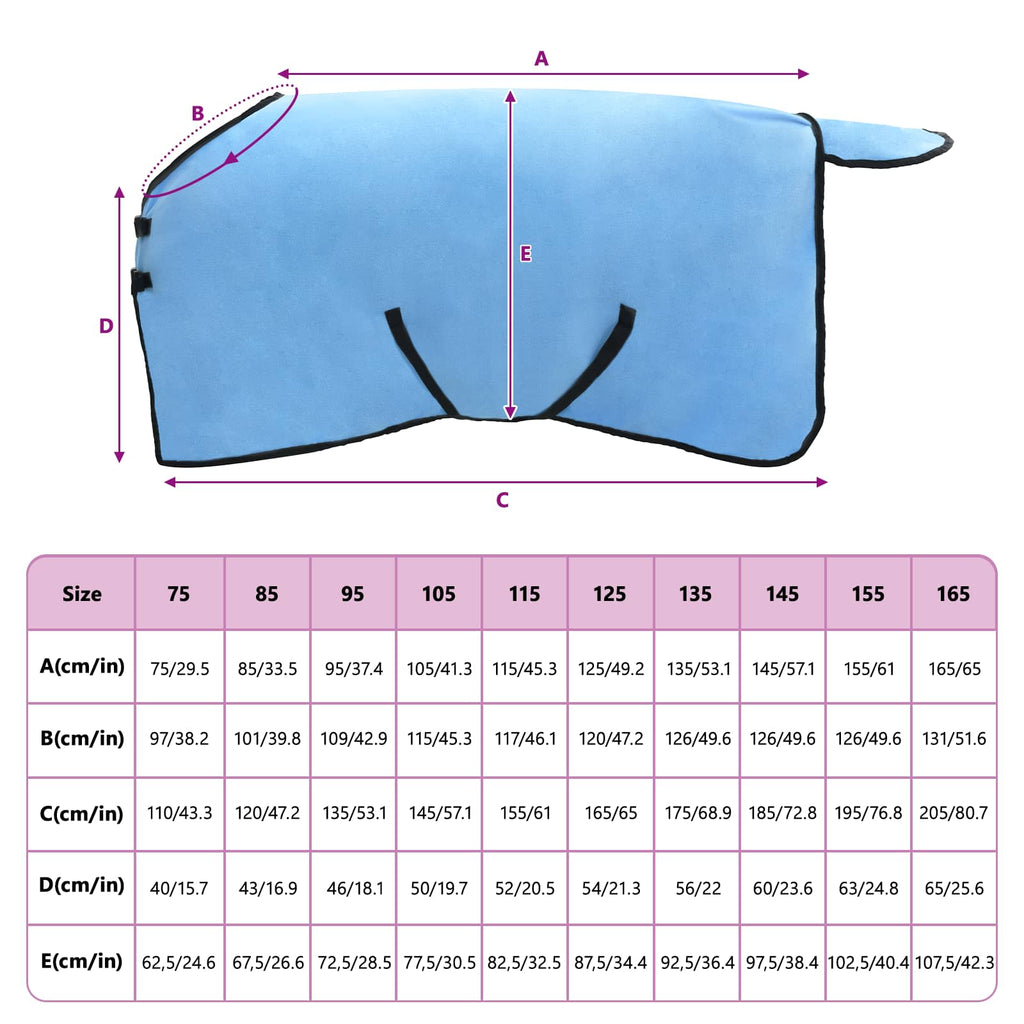 Hestetæppe Fuldt aqua 105 cm Polyester Fleece