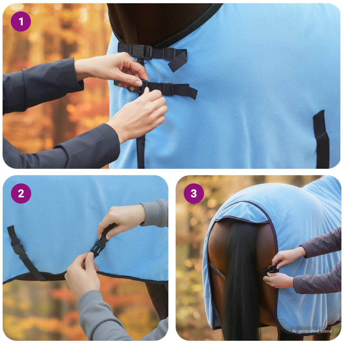 Hestetæppe Fuldt aqua 115 cm Polyester Fleece