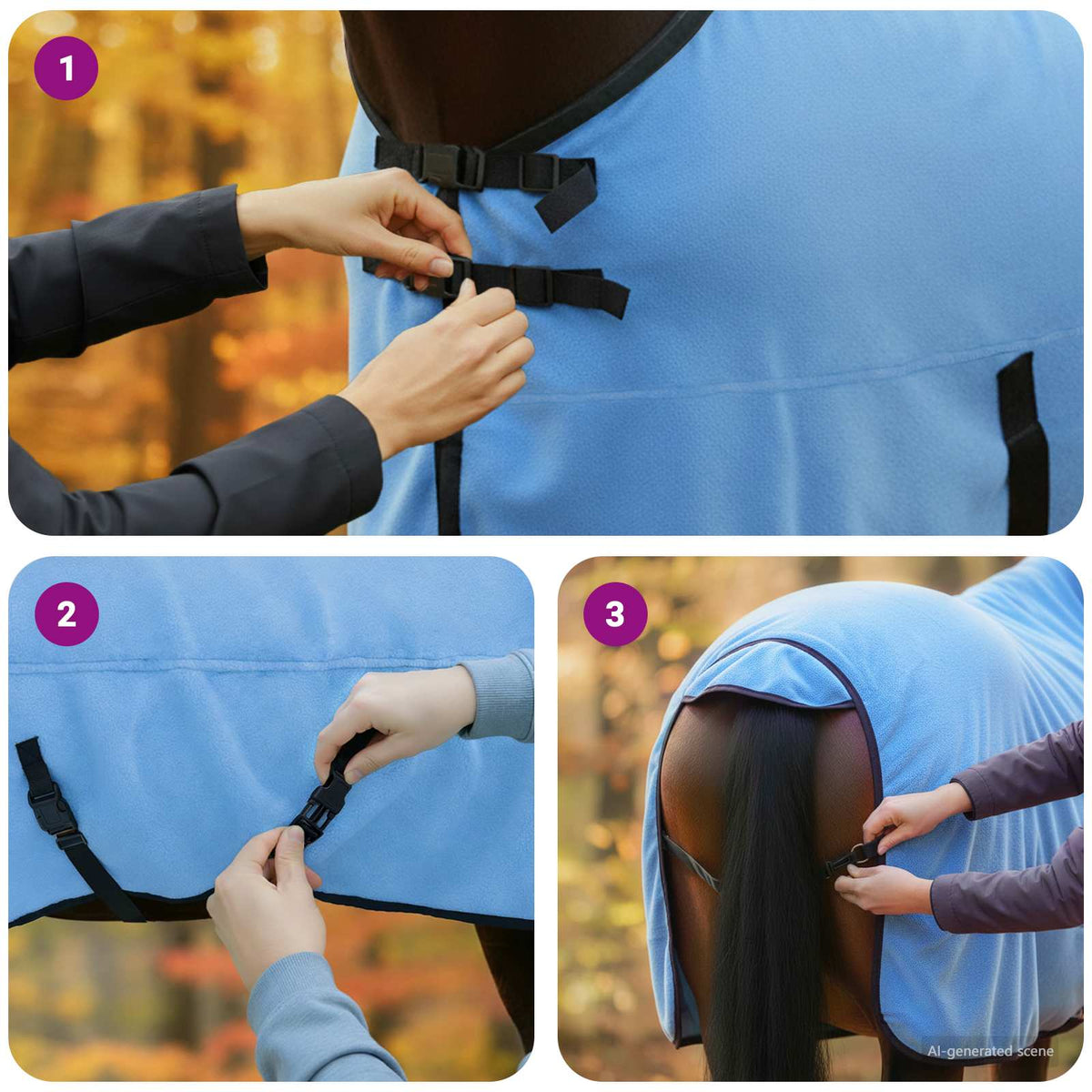 Hestetæppe Fuldt aqua 125 cm Polyester Fleece