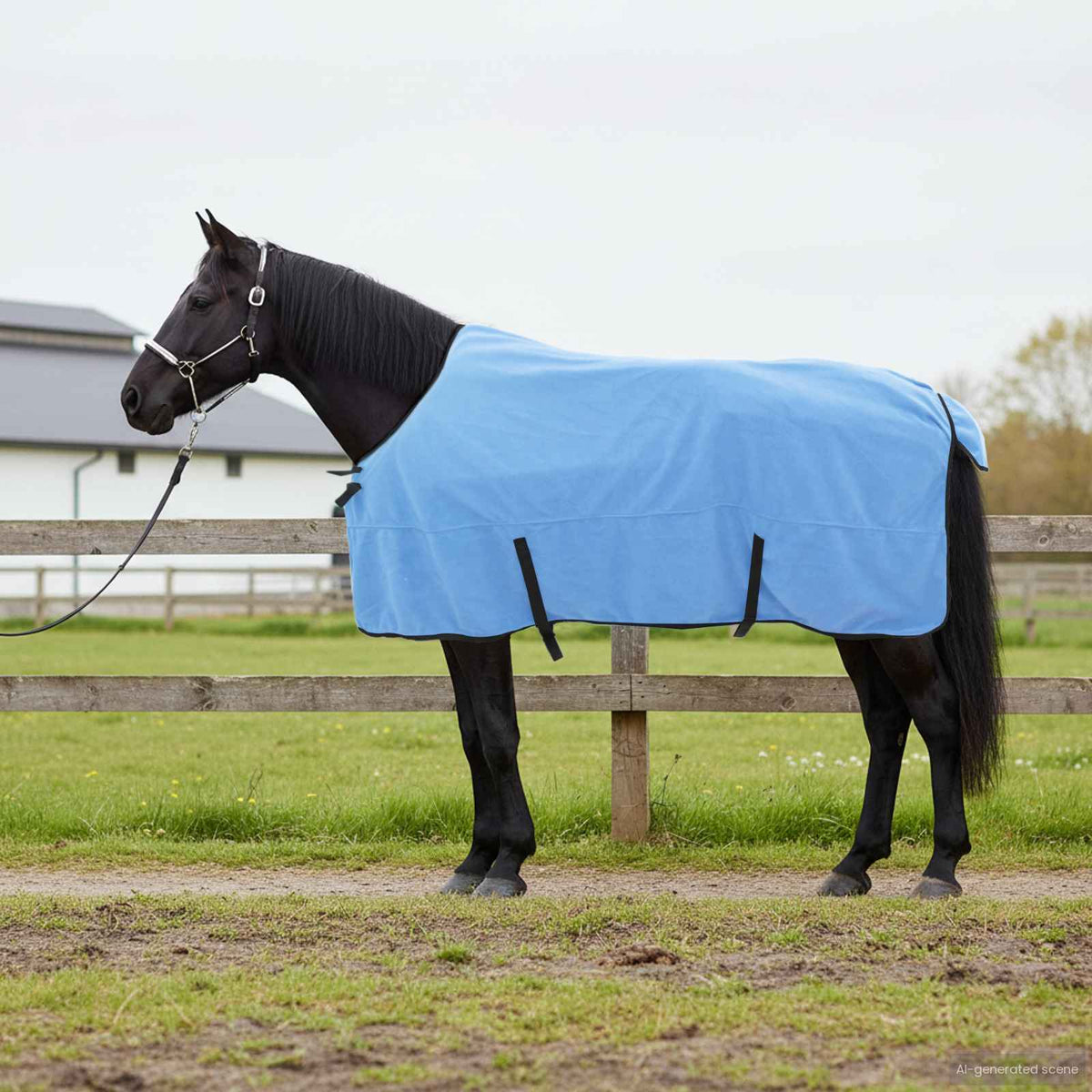 Hestetæppe Fuldt aqua 125 cm Polyester Fleece