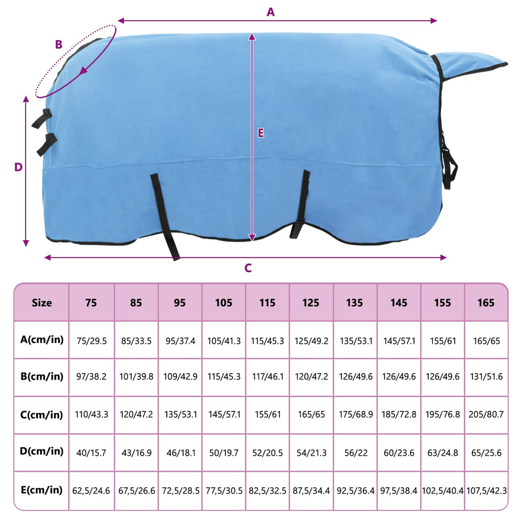 Hestetæppe Fuldt aqua 165 cm Polyester Fleece