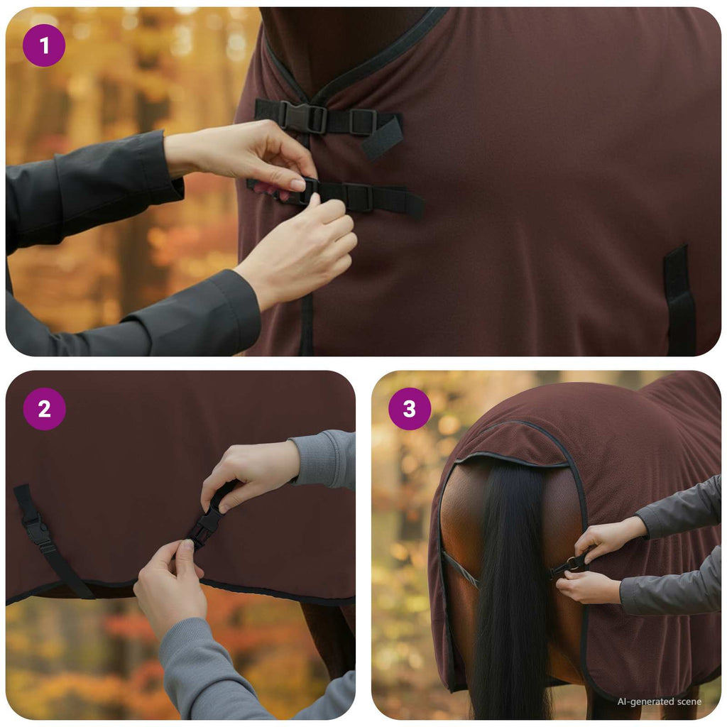Hestetæppe Mørkebrun 95 cm Polyester Fleece