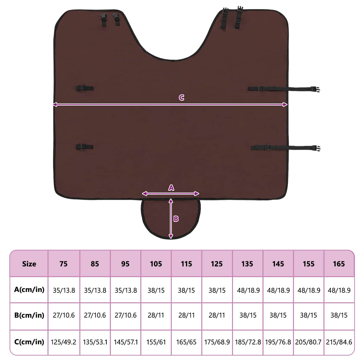 Hestetæppe Mørkebrun 115 cm Polyester Fleece