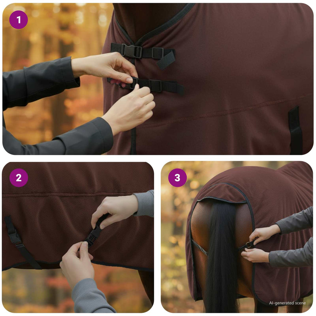 Hestetæppe Mørkebrun 135 cm Polyester Fleece