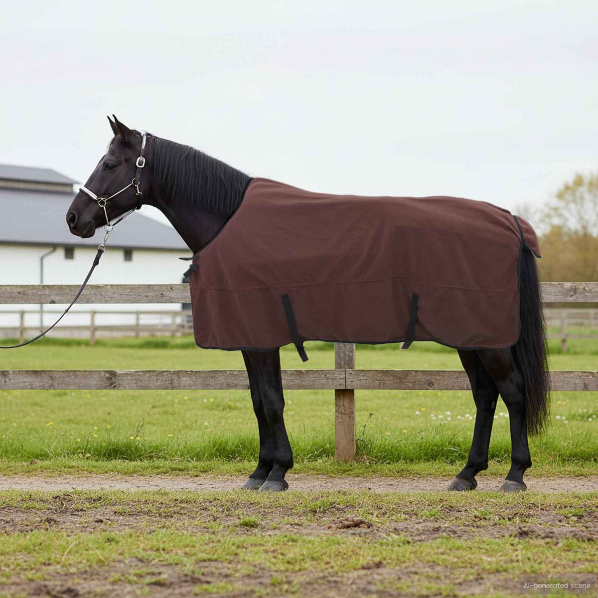 Hestetæppe Mørkebrun 155 cm Polyester Fleece