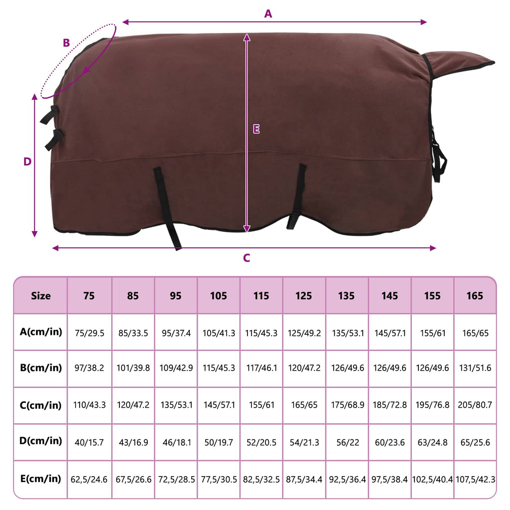 Hestetæppe Mørkebrun 165 cm Polyester Fleece