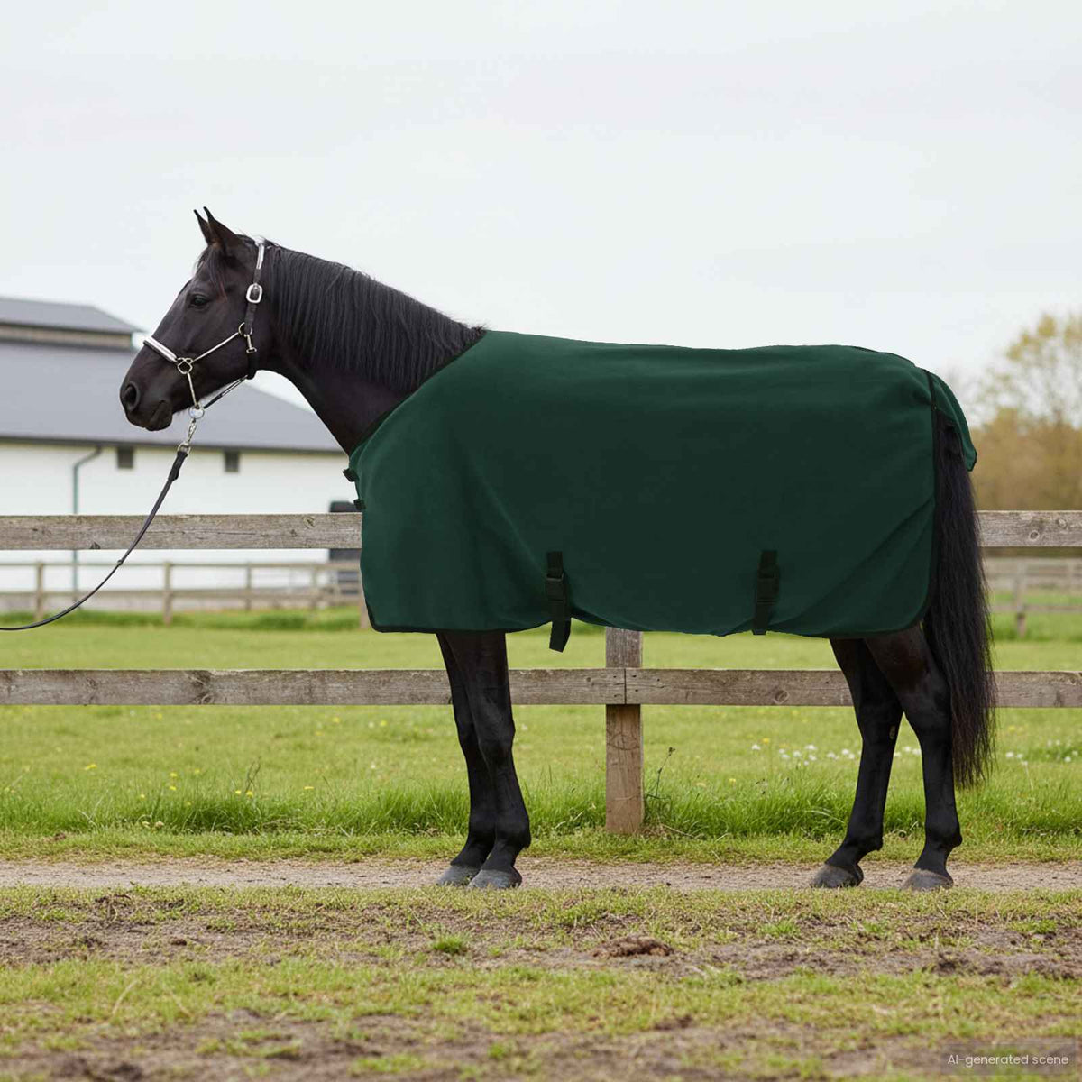 Hestetæppe Mørkegrøn 85 cm Polyester Fleece