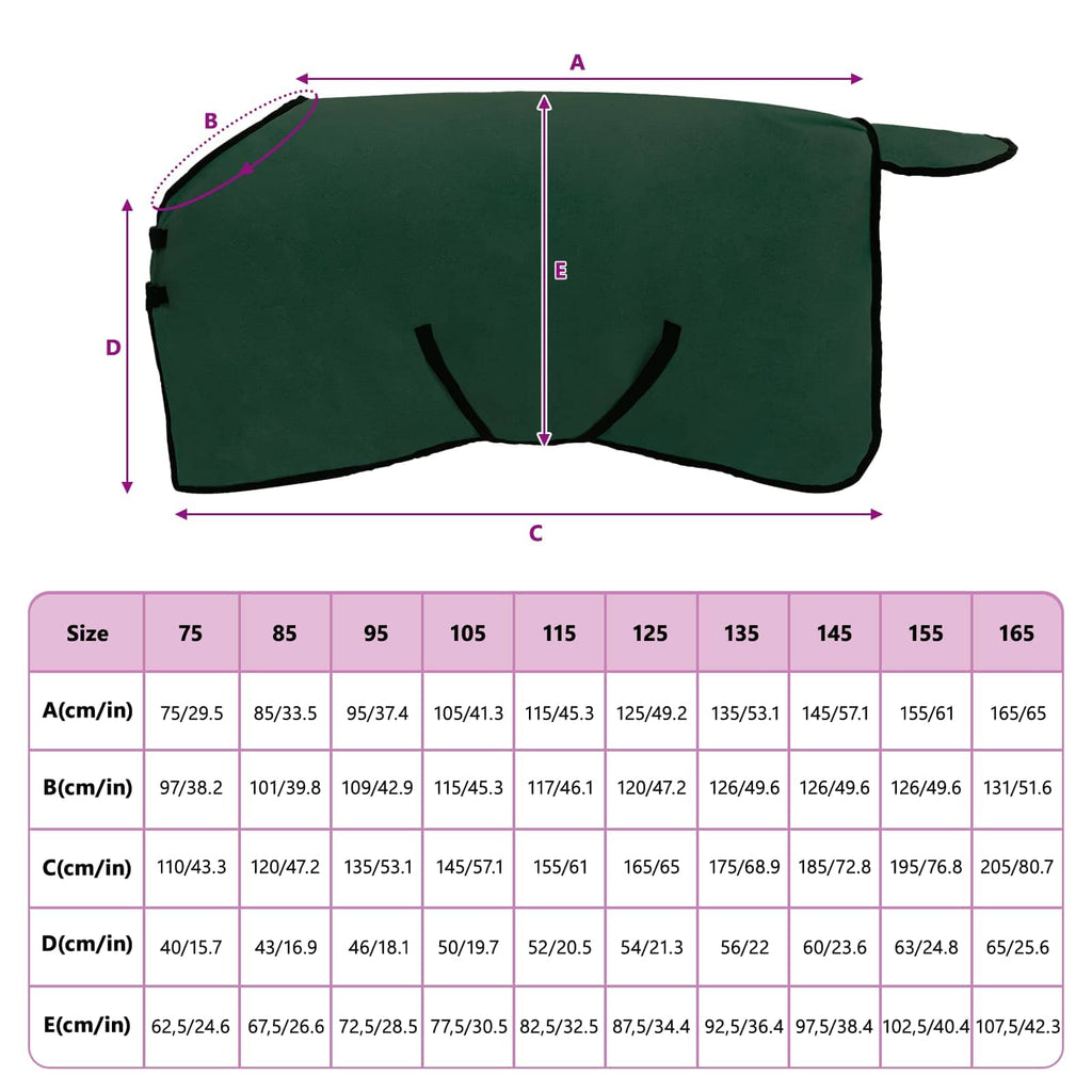 Hestetæppe Mørkegrøn 105 cm Polyester Fleece