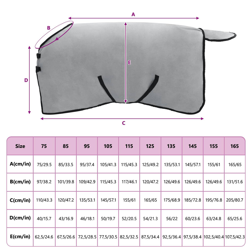Hestetæppe Lysegrå og pink 85 cm Polyester Fleece