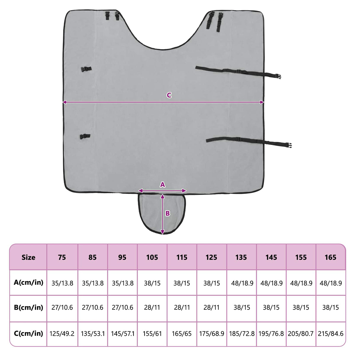 Hestetæppe Lysegrå og pink 145 cm Polyester Fleece