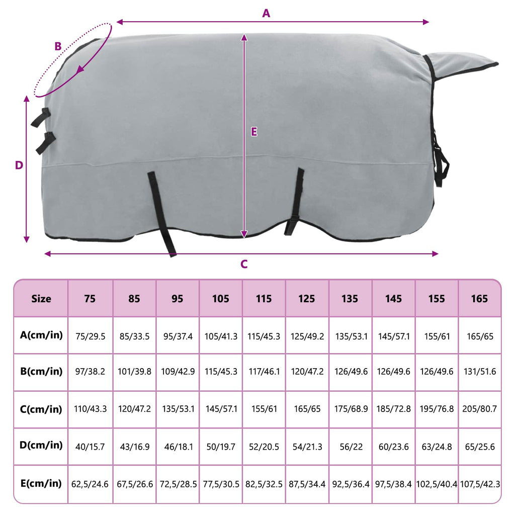 Hestetæppe Lysegrå og pink 165 cm Polyester Fleece
