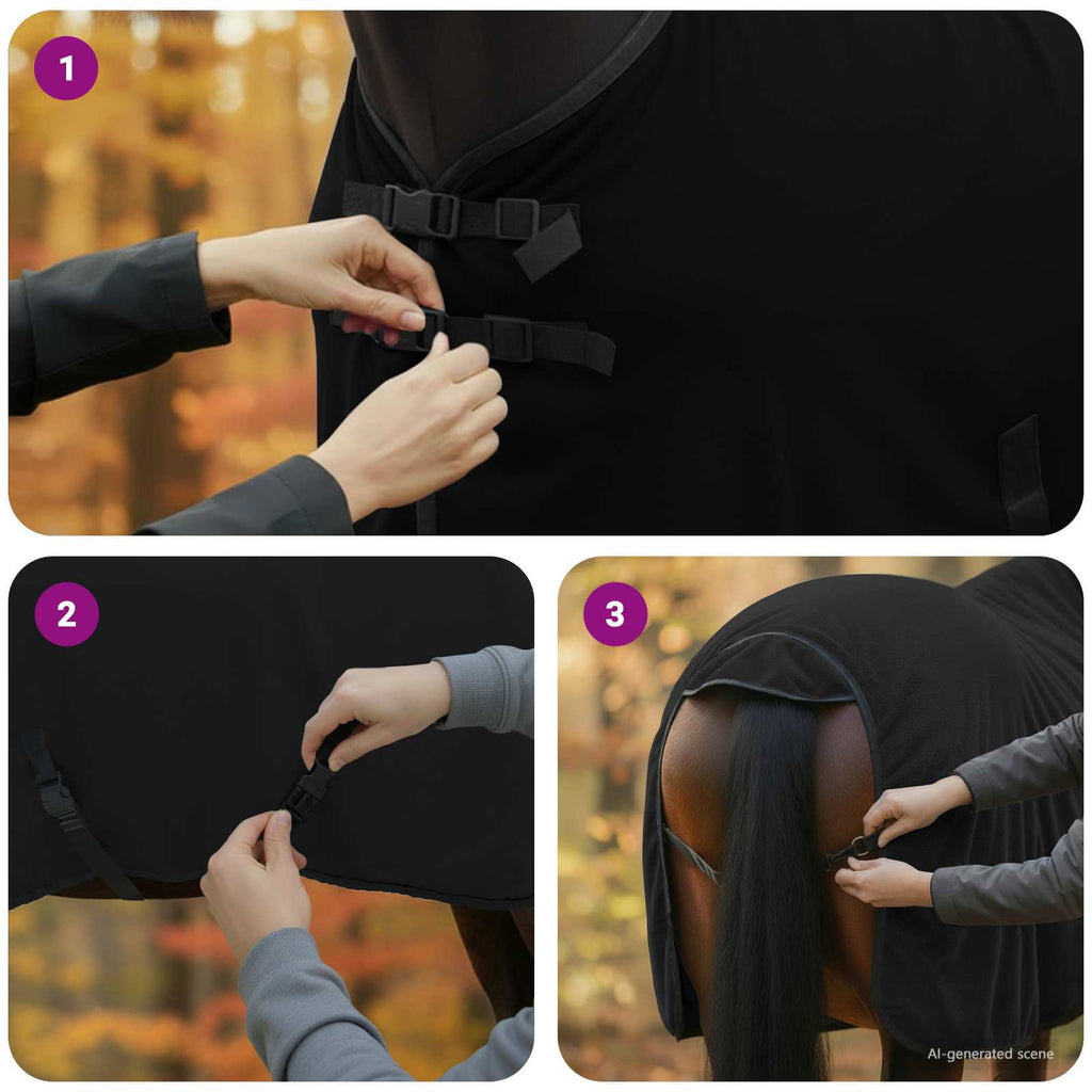 Hestetæppe Sort 85 cm Polyester Fleece