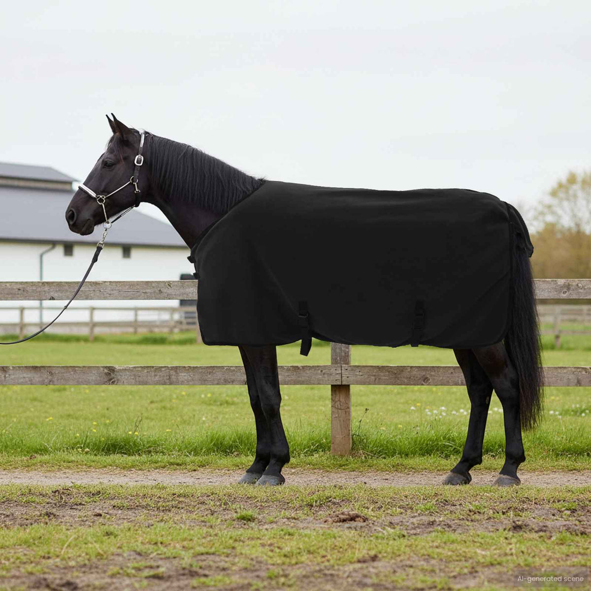 Hestetæppe Sort 85 cm Polyester Fleece