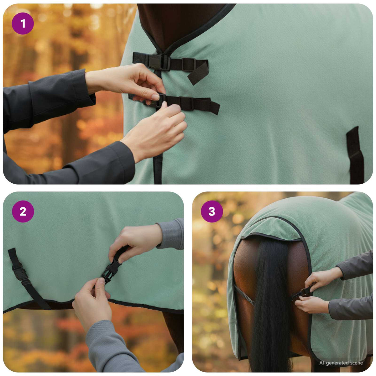 Hestetæppe Speciel grøn 115 cm Polyester Fleece