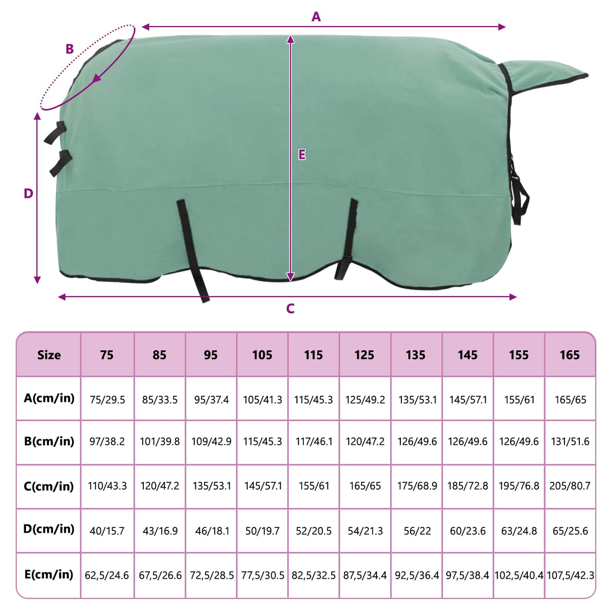 Hestetæppe Speciel grøn 135 cm Polyester Fleece