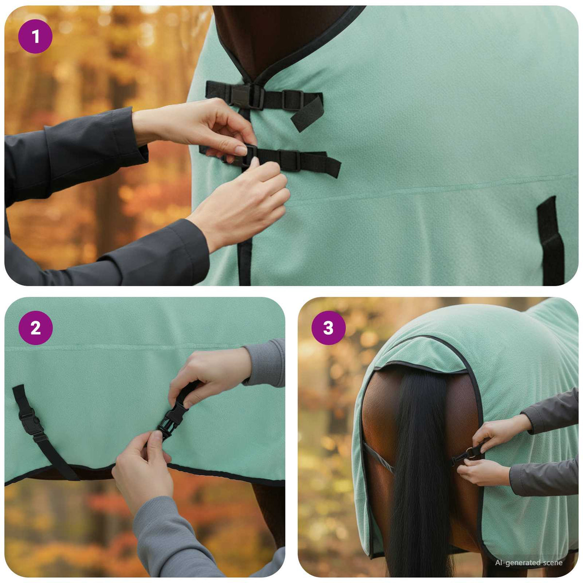 Hestetæppe Speciel grøn 155 cm Polyester Fleece