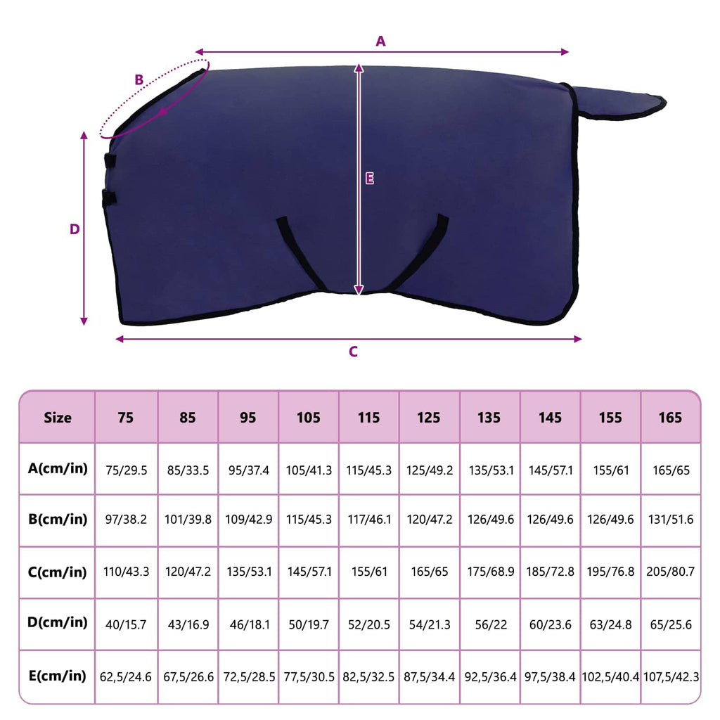 Hestetæppe Mørkeblå 85 cm Polyester Fleece