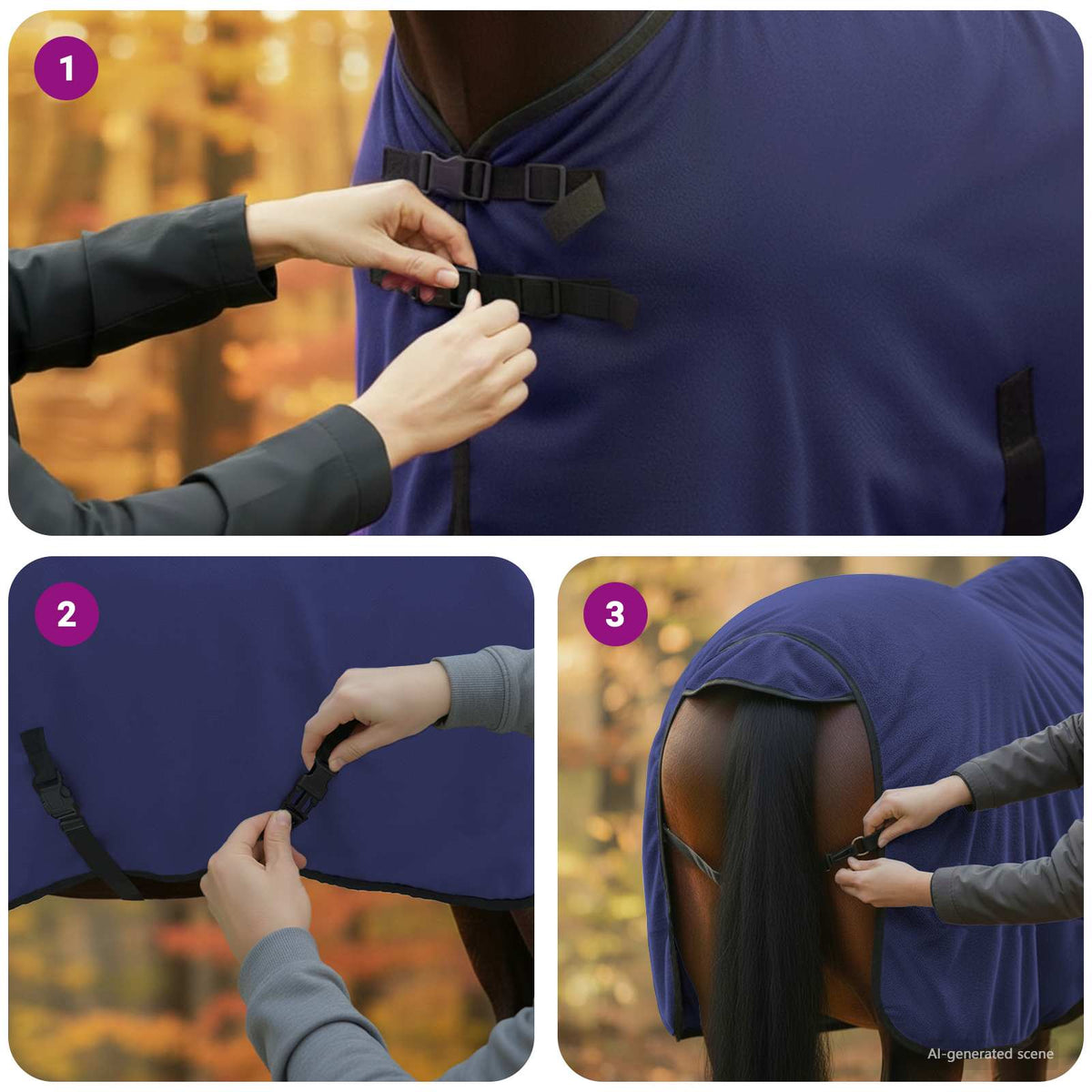 Hestetæppe Mørkeblå 95 cm Polyester Fleece
