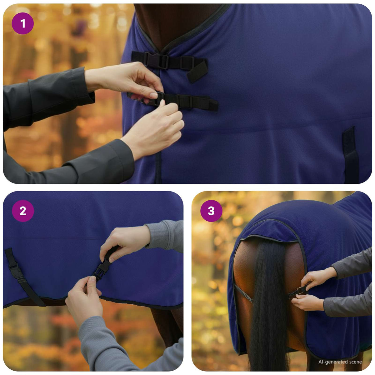 Hestetæppe Mørkeblå 125 cm Polyester Fleece