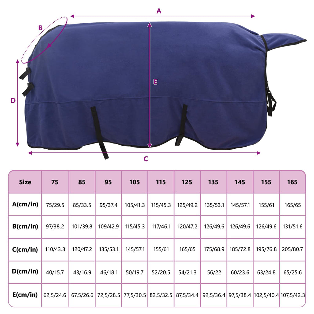 Hestetæppe Mørkeblå 125 cm Polyester Fleece