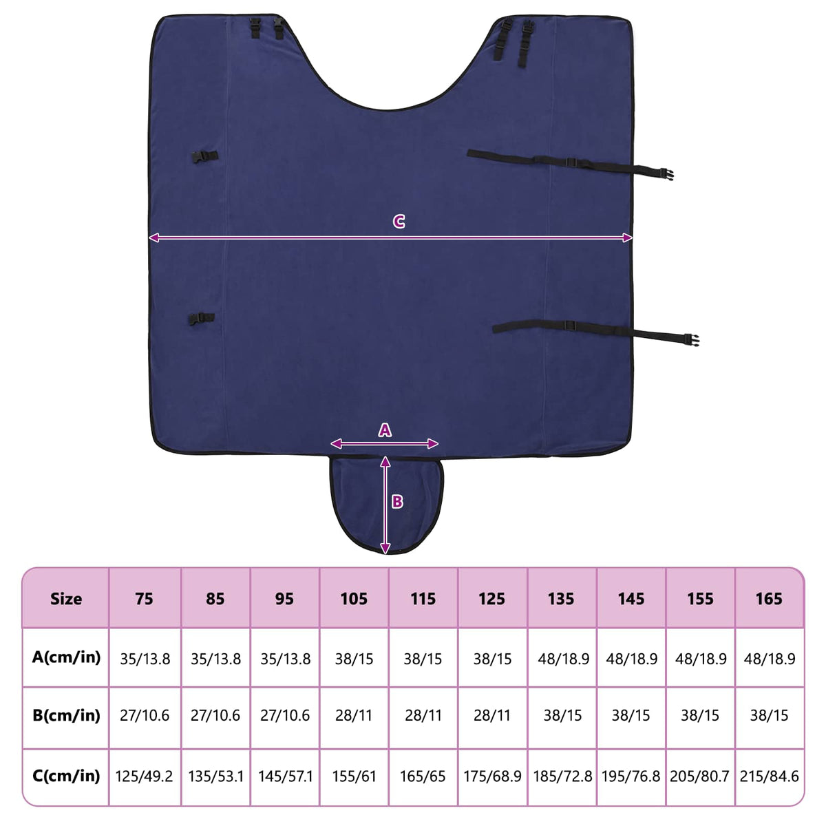 Hestetæppe Mørkeblå 125 cm Polyester Fleece