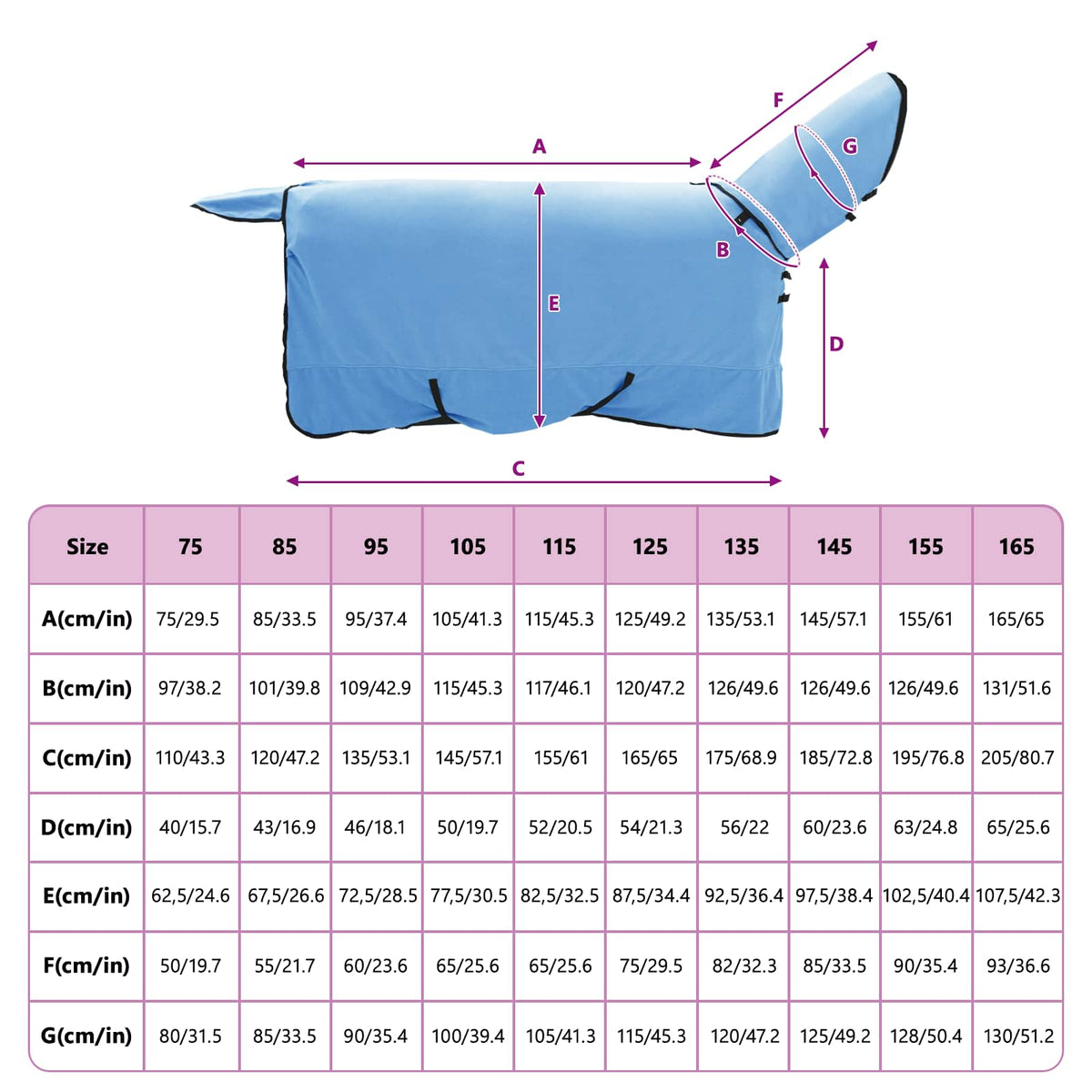 Hestetæppe Fuldt aqua 165 cm Polyester Fleece