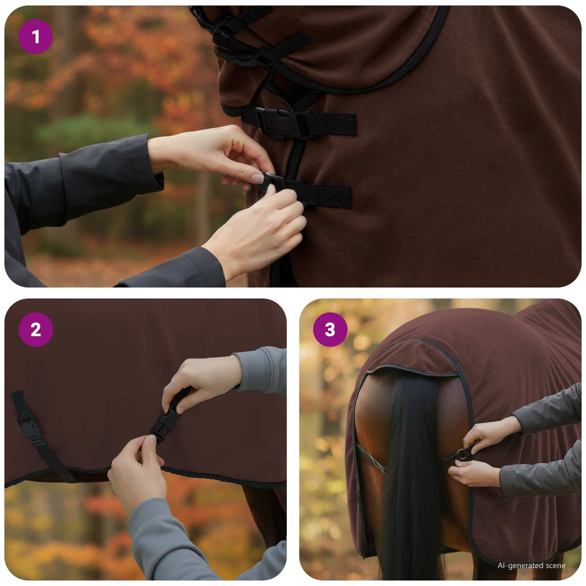 Hestetæppe Mørkebrun 85 cm Polyester Fleece