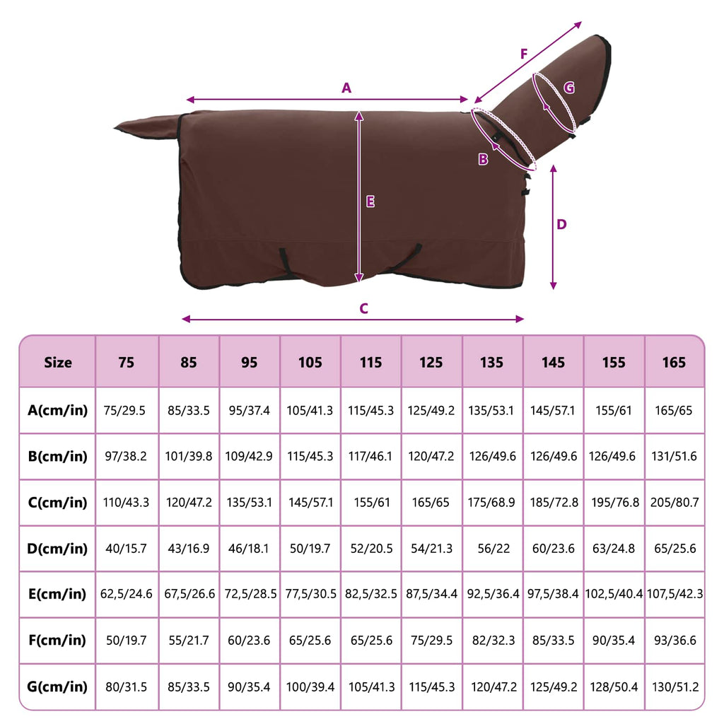 Hestetæppe Mørkebrun 165 cm Polyester Fleece