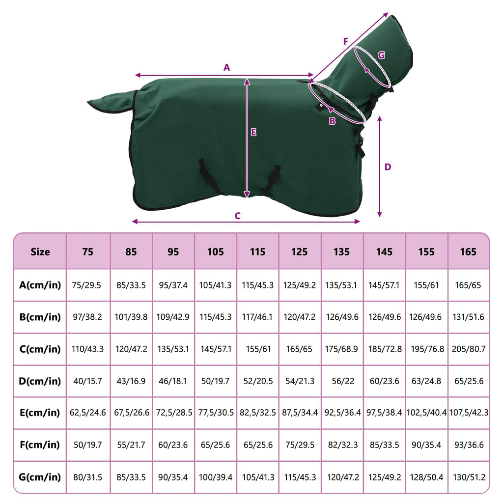 Hestetæppe Mørkegrøn 75 cm Polyester Fleece