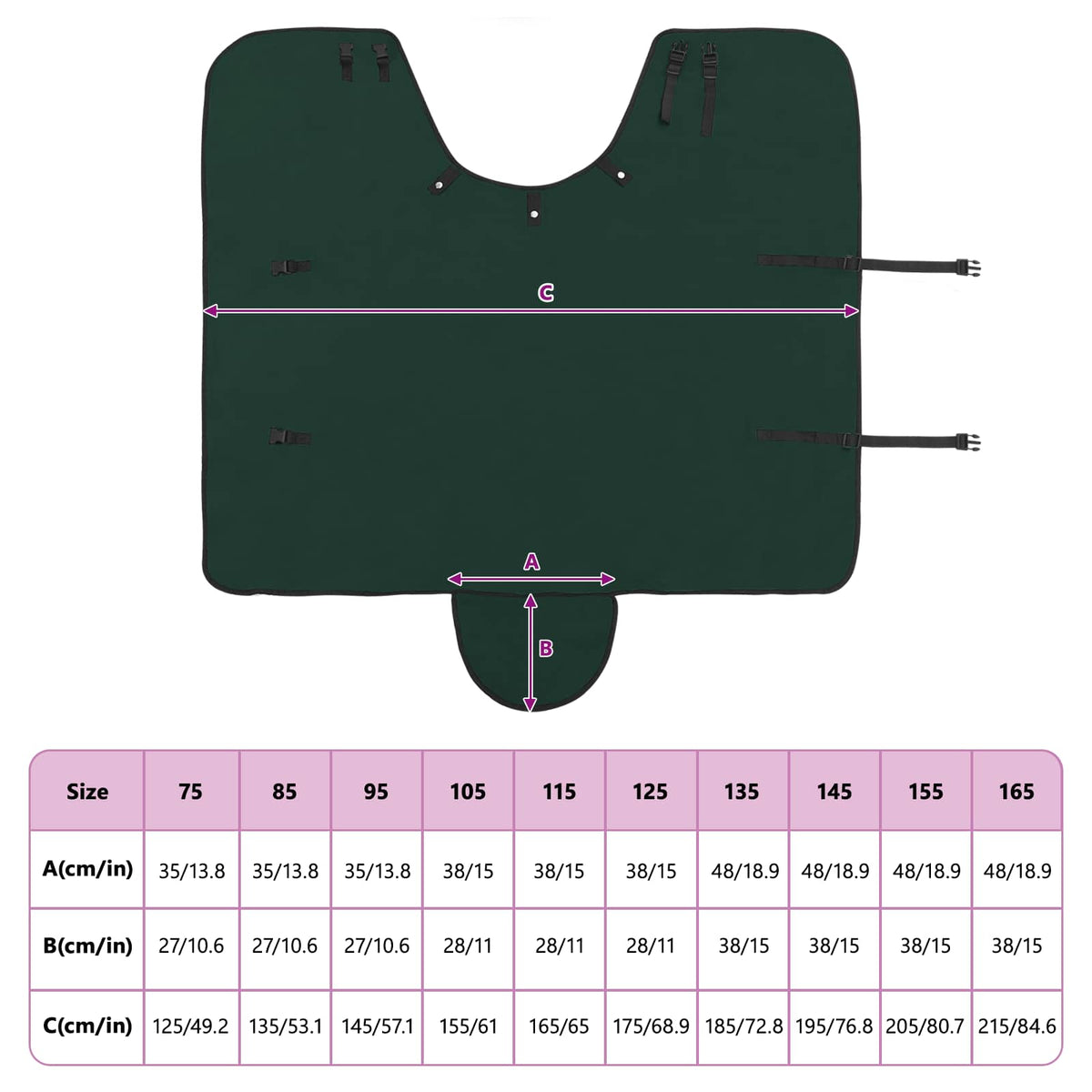 Hestetæppe Mørkegrøn 75 cm Polyester Fleece