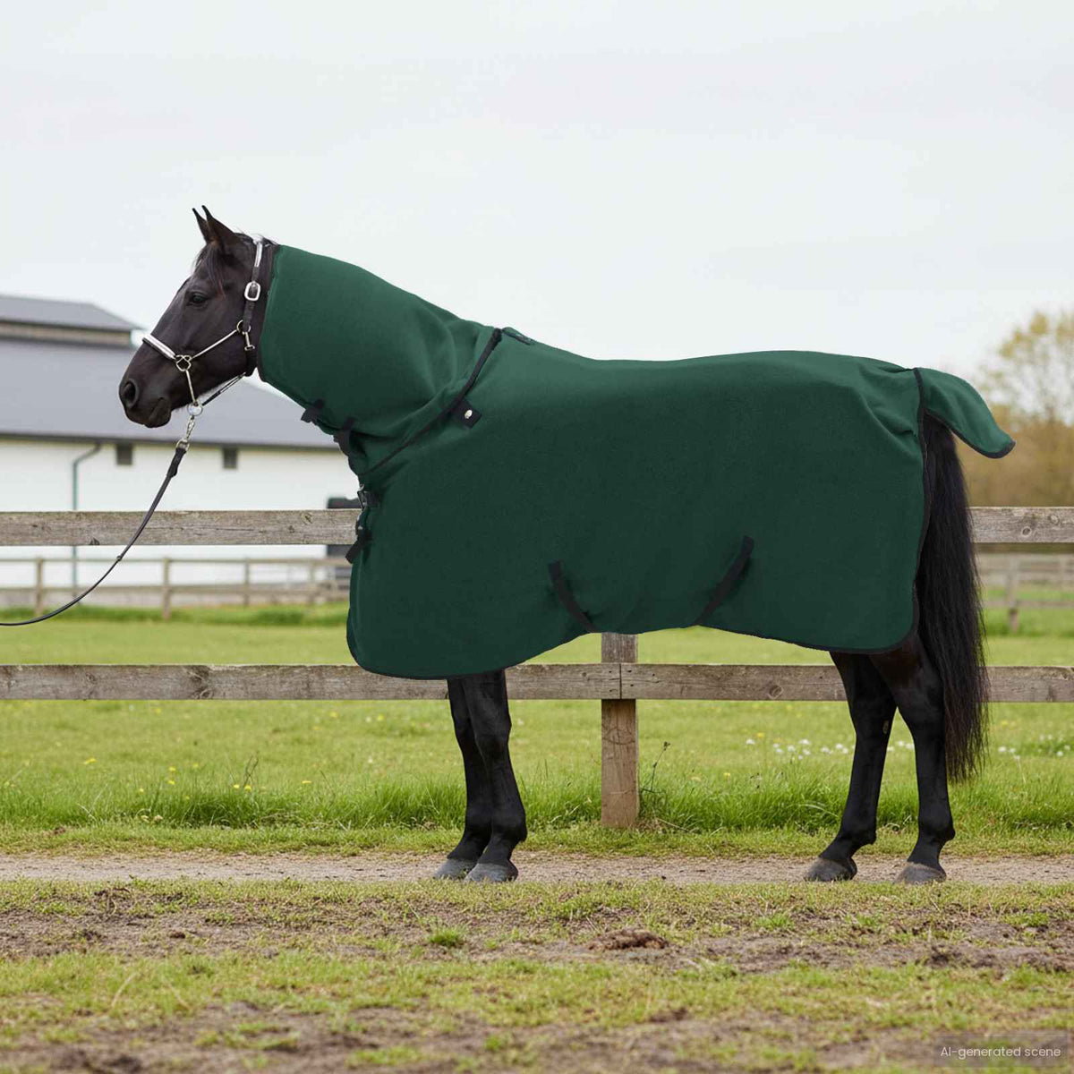 Hestetæppe Mørkegrøn 85 cm Polyester Fleece