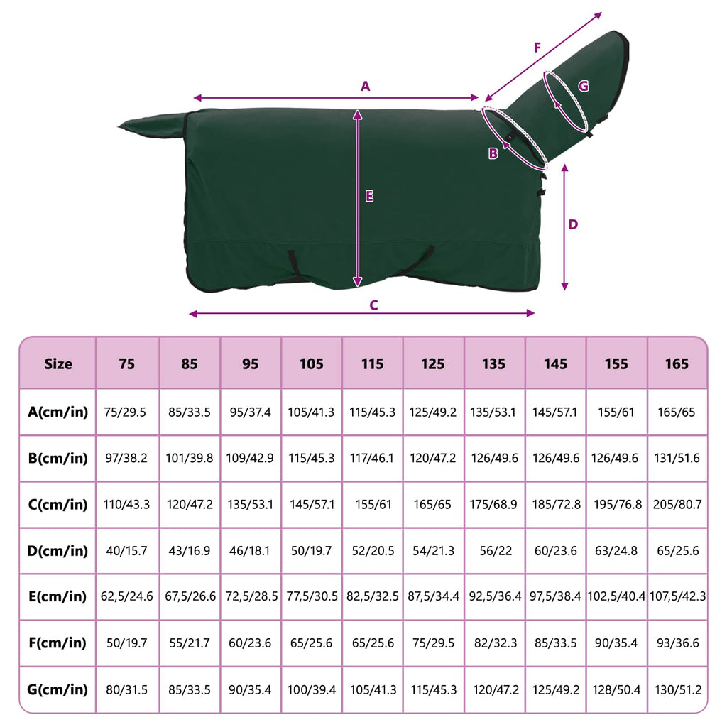 Hestetæppe Mørkegrøn 135 cm Polyester Fleece