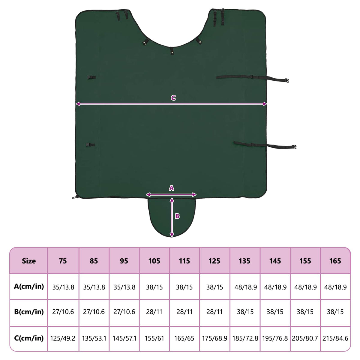 Hestetæppe Mørkegrøn 155 cm Polyester Fleece