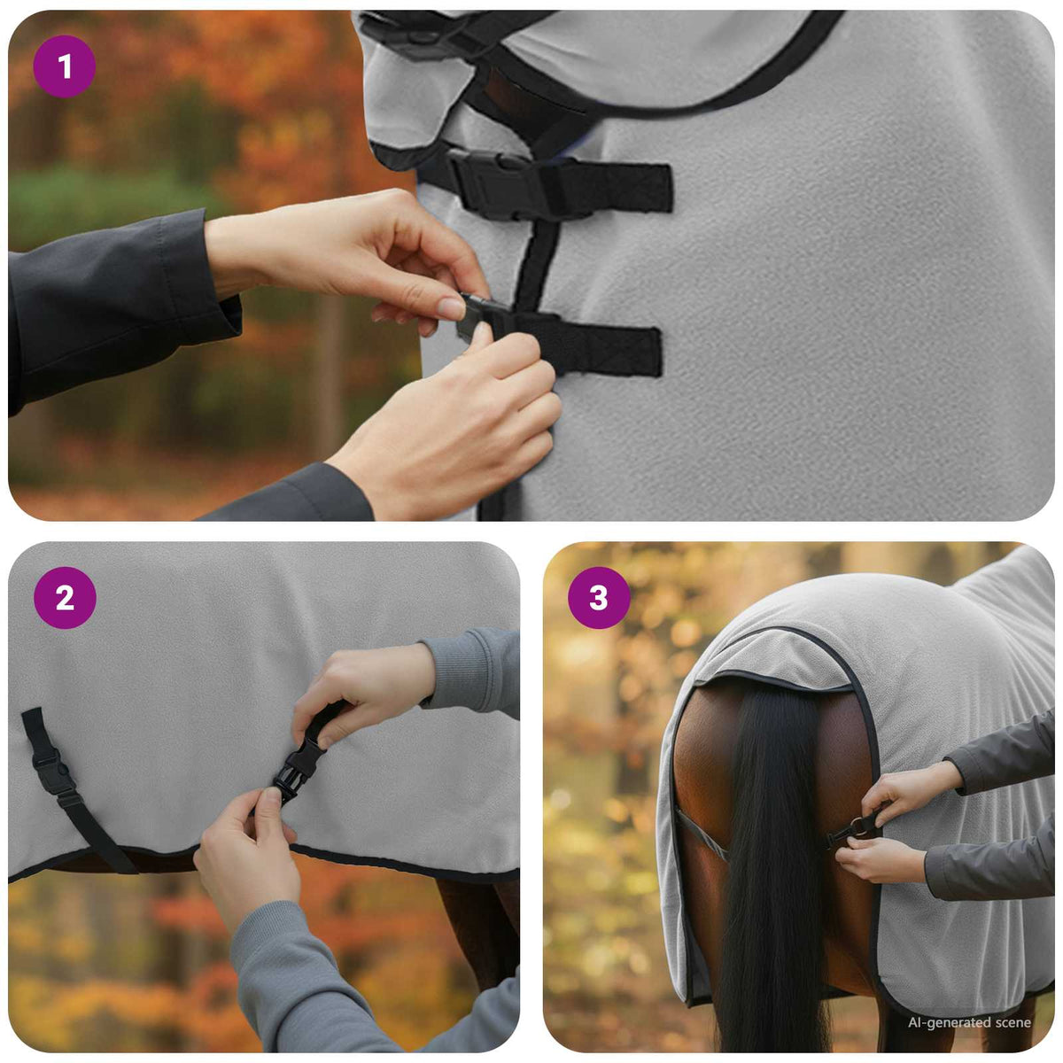 Hestetæppe Lysegrå og pink 75 cm Polyester Fleece