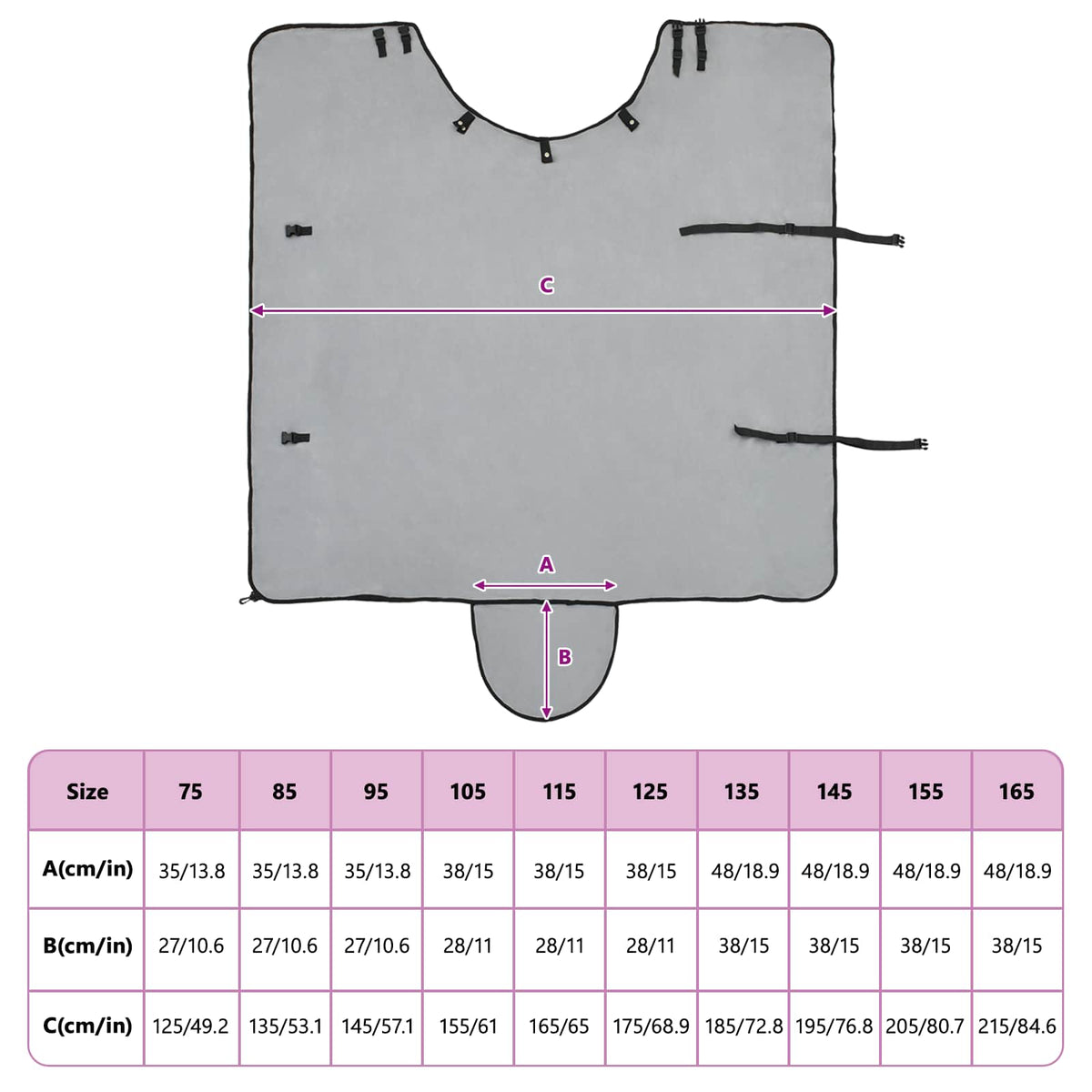 Hestetæppe Lysegrå og pink 75 cm Polyester Fleece