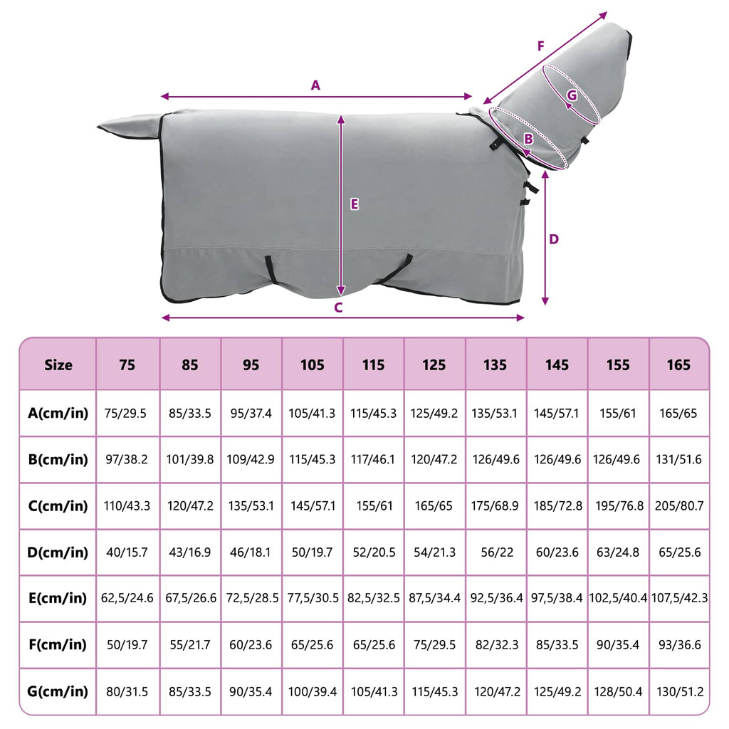 Hestetæppe Lysegrå og pink 165 cm Polyester Fleece