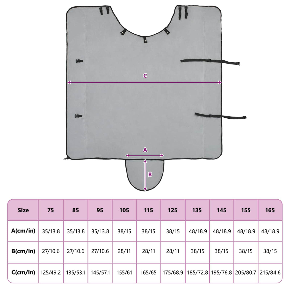 Hestetæppe Lysegrå og pink 165 cm Polyester Fleece